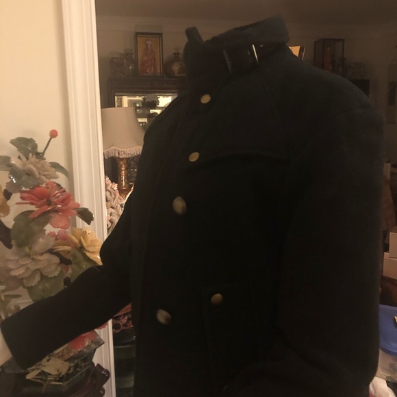 NEVER WORN BLACK WOOL SHORT PEACOAT JACKET - Picture 3 of 6